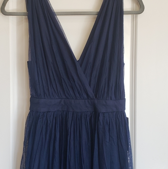 NWT LULUS Navy Blue Tulle Formal Gown - Picture 3 of 4